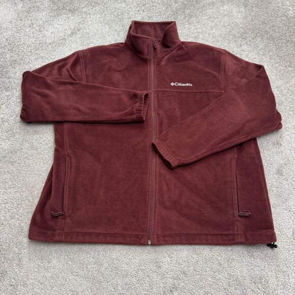 Columbia Steens Mountain Fleece Jacket Mens XL Maroon Burgundy Full Zip Outdoor - Picture 1 of 13